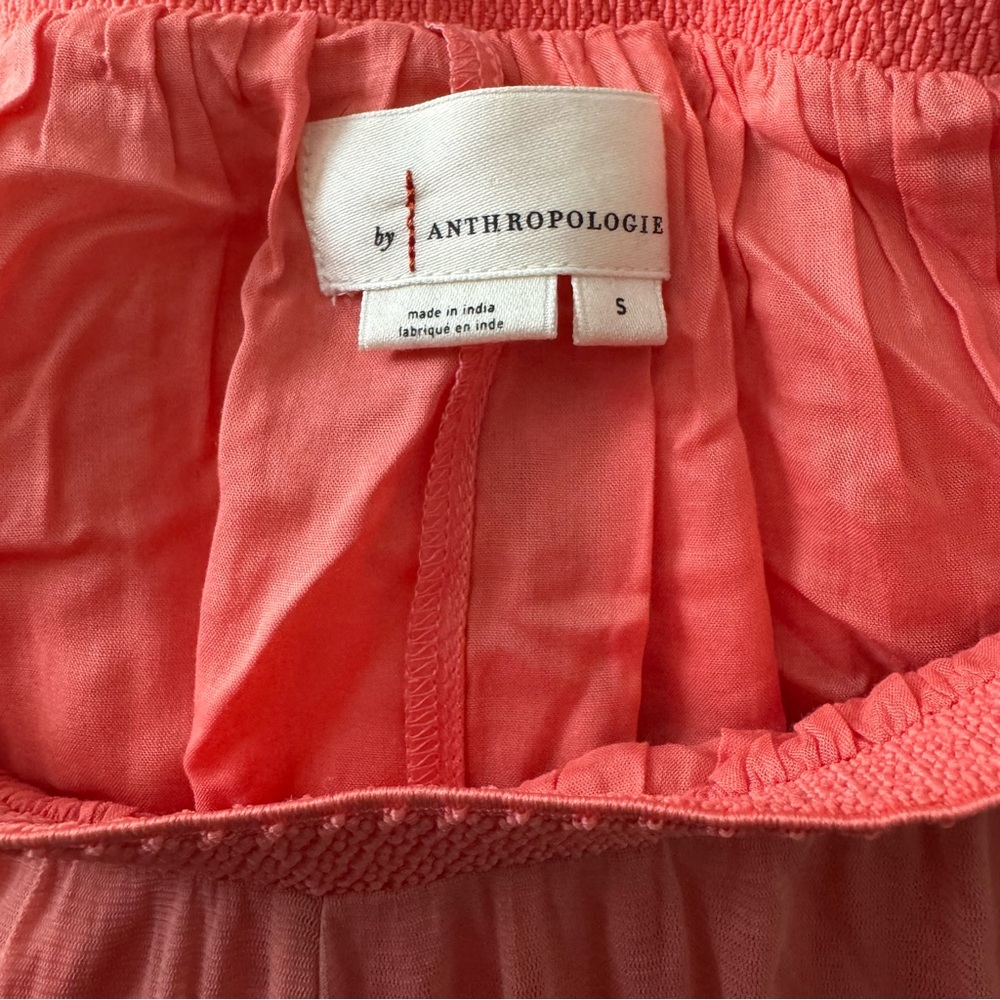Anthro ruffle tulle & mesh midi skirt, gorgeous coral color, elastic waist, NWOT - Picture 8 of 13